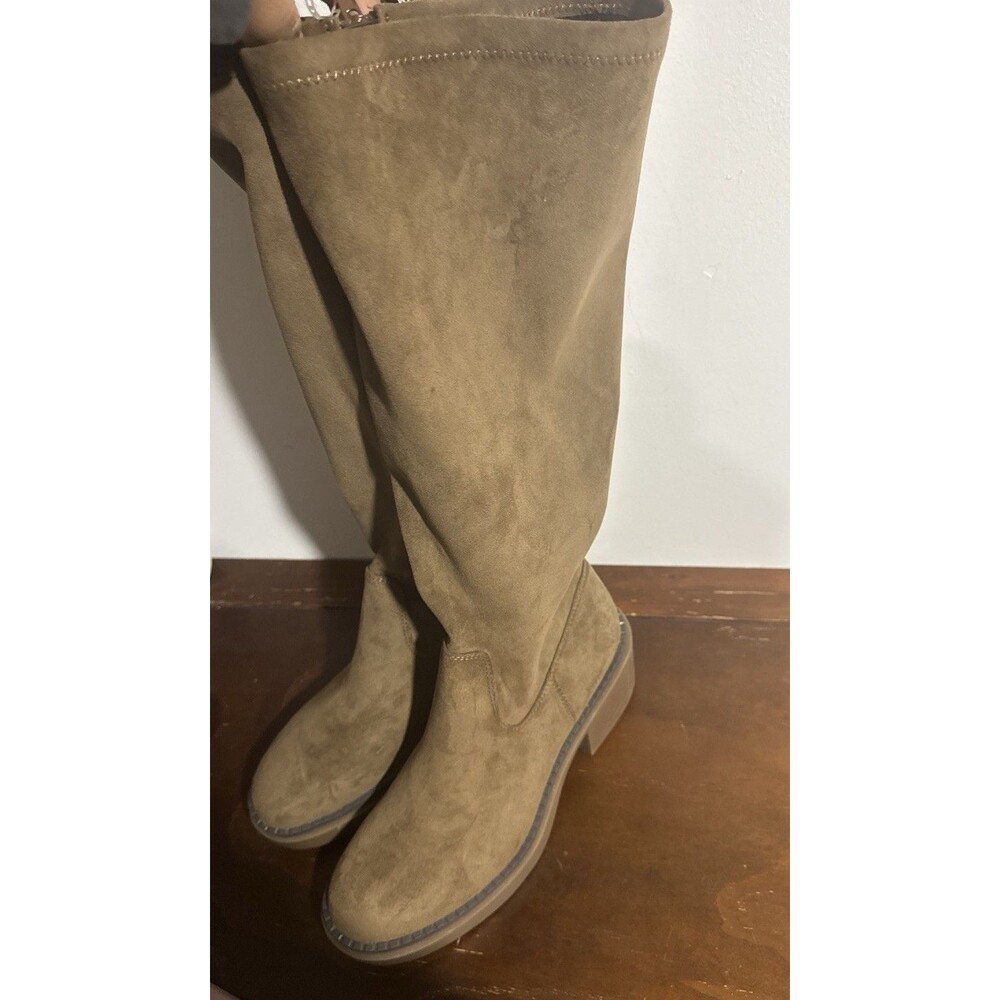 White Mountain Brown Suede Knee High Riding Boot Zipper Accent Women Size 8.5